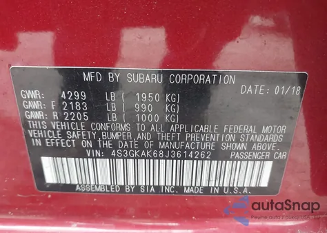 2018 Subaru Impreza 2.0I Sport from USA, damaged, VIN 4S3GKAK68J3614262